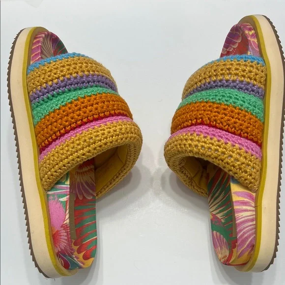 Farm Rio Colorful crochet slides size 7 - Picture 8 of 10